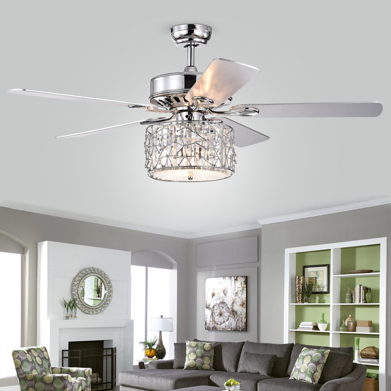 House of Hampton® 52" Brainerd 5 Blade Crystal Ceiling Fan with